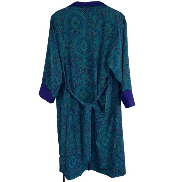 Victoria’s Secret Vintage Teal & Purple Paisley Bathrobe Gold Tag NWT Size Small - Picture 2 of 7